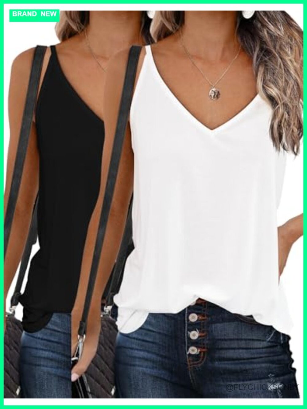 Women's V Neck Tank Top Sleeveless Camisole Loose Fit Soft Rayon Spandex